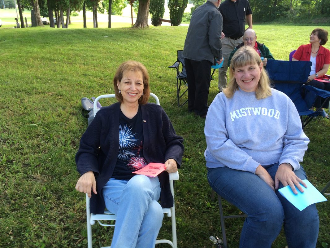 Cindy Johnson attending July 4 Mass at the old St. Joseph Cemetery in 2014.