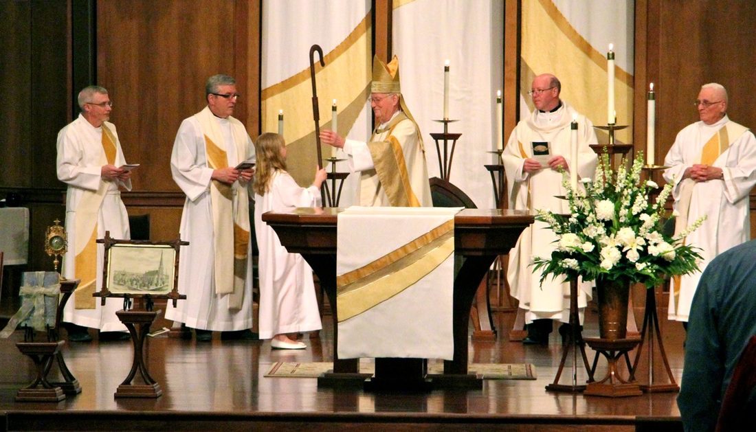 Bishop accepting his staff (crosier)